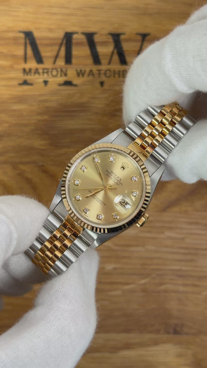 Rolex Datejust 36 Bicolor 16233 Diamant-Zifferblatt / Box & Uhr / Neuwertig