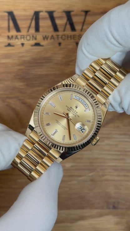 Rolex Day-Date 40 18K Gelbgold Baguette-Zifferblatt / 228238 / Top Zustand