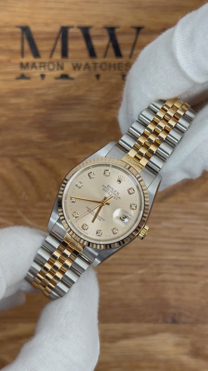 Rolex Datejust 36 Bicolor 16233 Diamant-Zifferblatt / 2004 / Full Set / NOS&Verlebt