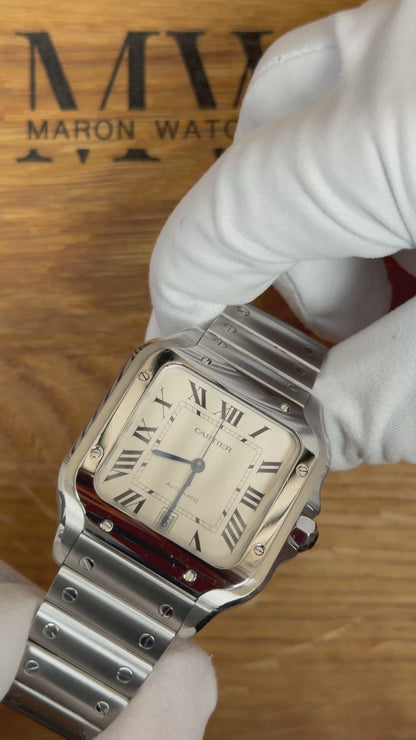 Cartier Santos Large Weiß WSSA0018 / 2022 / Full Set / Sehr gut